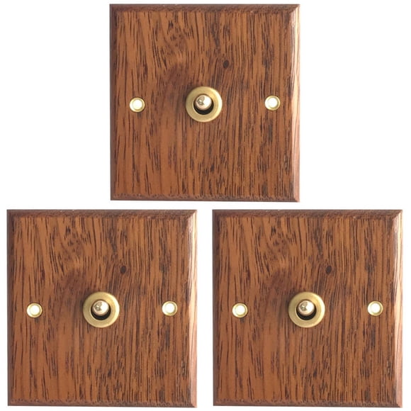 3X Interruptor de Panel de Madera Maciza Tipo 86, Luz de Pared, Interruptor de Palanca de Latón Retro, 1 Interruptor