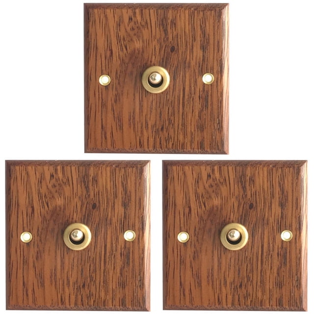 3X Interruptor de Panel de Madera Maciza Tipo 86, Luz de Pared, Interruptor de Palanca de Latón Retro, 1 Interruptor