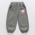 thumbnail image 6 of LYHaoo Lightweight Summer Girls Pants With Embroidered Breathable Wide Leg Kids Trousers For Play School Pants for Girls(Green), 6 of 6
