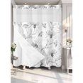 thumbnail image 4 of Gray Flowers No Hook Shower Curtain Waterproof, Bathroom Curtains with Snap in Liners and See Through Top Window, Abstract Floral Plants Pastoral Rustic Hotel Style Bathtub Curtains Shower 72"Wx78"L, 4 of 8