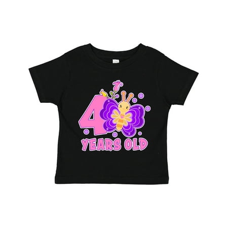 

Inktastic 4 Years Old with Butterfly and Flowers Girls Toddler T-Shirt