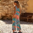 thumbnail image 3 of Fgvctg Women's Jumpsuit Sleeveless One Piece Spaghetti Straps Overall Parade Wide Leg Pant Floral Graphic Bib Overalls Romper Spring Pants With Pockets White L, 3 of 4