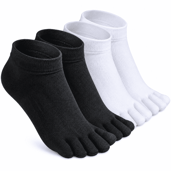 FLORNIX Womens Toe Socks Cotton Five Finger Ankle Socks with Toes Separated for Running Athletic 4 Pairs