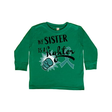 

Inktastic Ovarian Cancer Awareness My Sister is a Fighter Gift Toddler Boy or Toddler Girl Long Sleeve T-Shirt