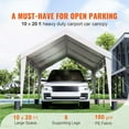 thumbnail image 2 of 10x20 Carport Heavy Duty Car Canopy - SUV/Truck/Boat Shelter - Waterproof UV Resistant Garage - 8 Reinforced Poles, 4 Weight Bags, 2 of 9