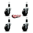 thumbnail image 2 of 3.5 Inch Hard Rubber Wheel Swivel 1-3/8 Inch Expanding Stem Caster Set SCC, 2 of 2
