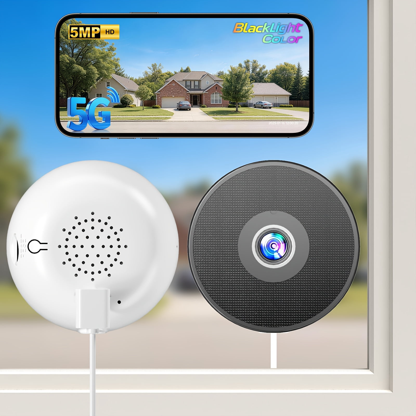 5MP Wireless Indoor Security Camera with Full-Color Night Vision, Two-Way Audio, 24/7 Recording & Motion Alerts for Baby/Pet/Elderly Monitor, Wall Mountable