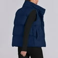 thumbnail image 4 of Xyxonk Womens Oversized Puffer Vest Stand Collar Full Zip Sleeveless Bubble Puffer Vest Quilted Padded Warm Coat Outwear,Dark Blue 2XL, 4 of 6