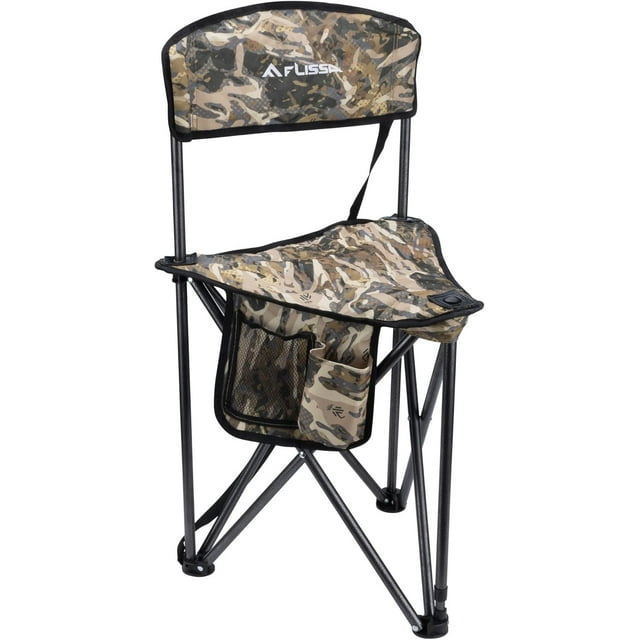 Folding Camo Hunting Chair, Durable with Dual Storage Pockets, High Weight Capacity, Heat and Impact Resistant, Portable Design