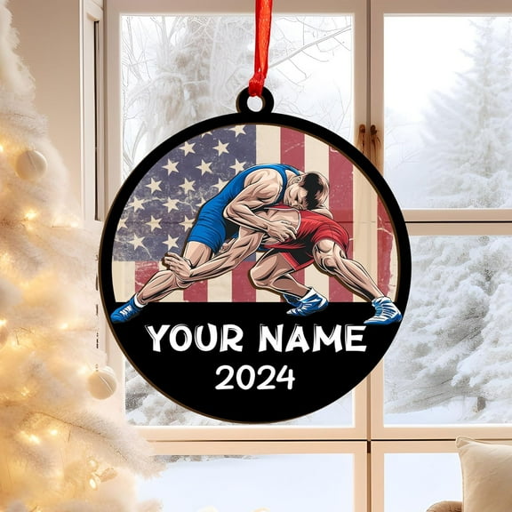 Personalized Wrestling Christmas Ornament 2025 Wrestling Christmas Ornament Gift for Wrestling Player Wrestling Christmas Tree Ornaments for Boys or Girls (Acrylic, Style 4) - 3539