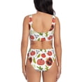 thumbnail image 3 of Kdxio Tomatoes Print Women's 2 Piece High Waisted Wrap Spaghetti Strap Summer Swimsuit Bikini Set-Medium, 3 of 7