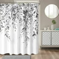 thumbnail image 2 of Gray and White Eucalyptus Shower Curtain Watercolor Grey Floral Plant Leaf Shower Curtains for Bathroom Botanical Flower Waterproof Fabric Bath Curtain Decor with Hooks (Black, 72'''' x 72''''), 2 of 6