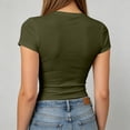thumbnail image 7 of Lumtrix Womens Basic Short Sleeve Crew Neck T Shirt Slim Fit Tees Summer 2026 Y2K Going Out Fitted Crop Tops Cute Tight Shirts Army Green M, 7 of 7