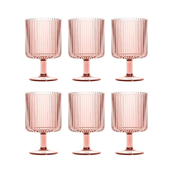 Mesa Acrylic Stacking Wine Glass - Pink - 15 oz - Set of 6