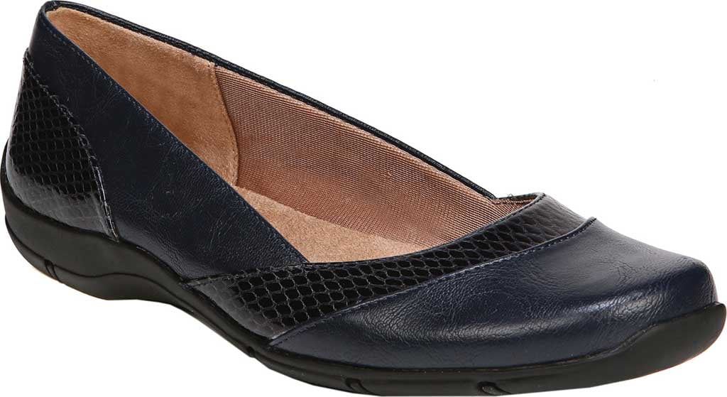 Women's Life Stride Deja Vu Flat Navy Subtlesnake Polyurethane 7 W ...