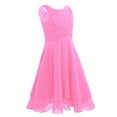 thumbnail image 2 of TiaoBug Kids Girls Chiffon Flower Dress Sleeveless Knotted Waist Wedding Birthday Ruched Party Gowns Pink 12, 2 of 7