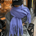 thumbnail image 3 of Bufanda de mohair de color sólido para mujer, estilo bufanda a juego para otoño e invierno, chal grueso y cálido de alta calidad, 3 of 6