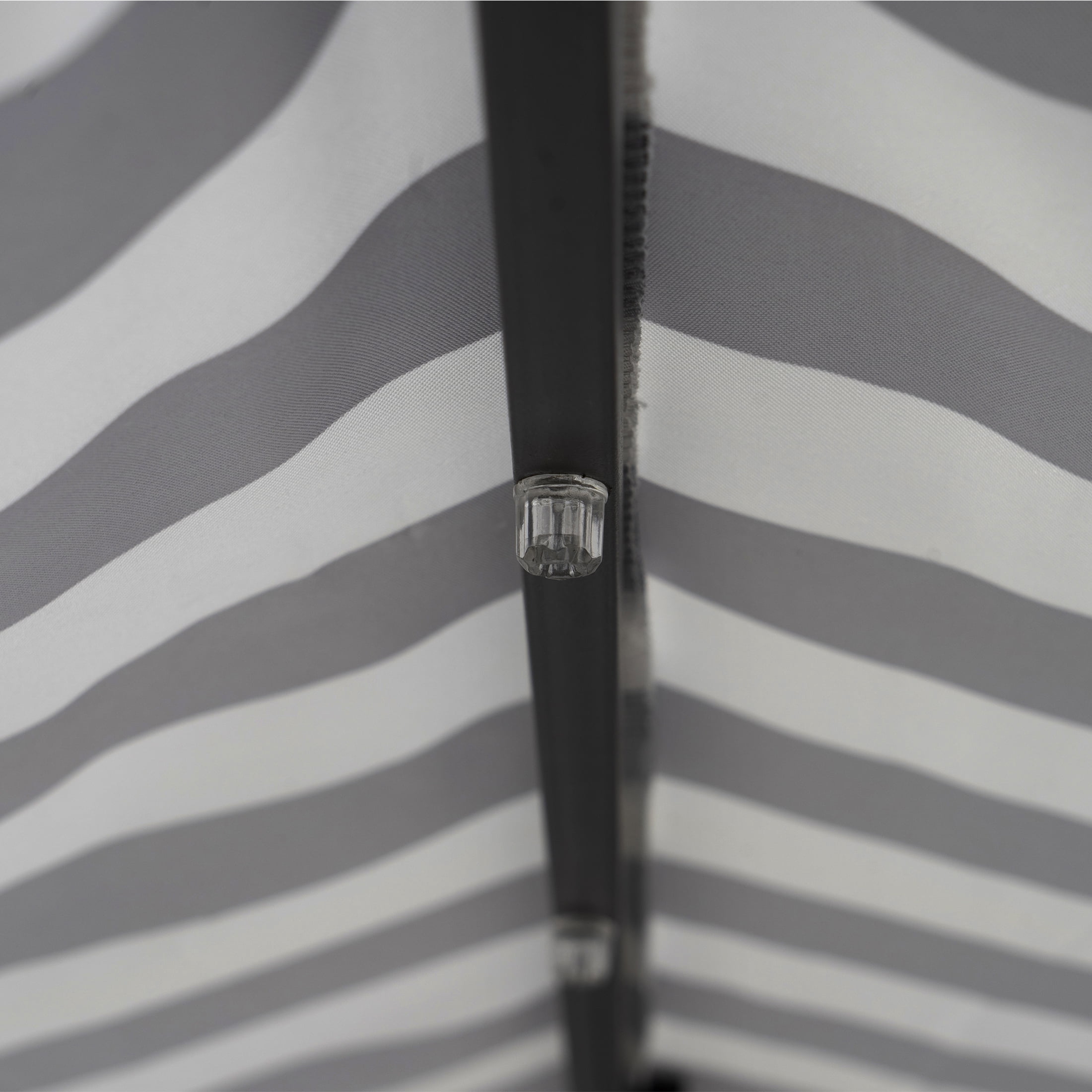 Westin Outdoor 9 Ft SOLAR LED Patio Umbrella with Tilt & Crank for Backyard Garden UV Weather Resistant, Gray/White Stripe