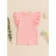 thumbnail image 4 of Bagilaanoe Toddler Baby Girls Summer Tops Fly Sleeve Round Neck Tees 1T 2T 3T 4T 5T 6T Kids Casual T-Shirts Clothes, 4 of 6