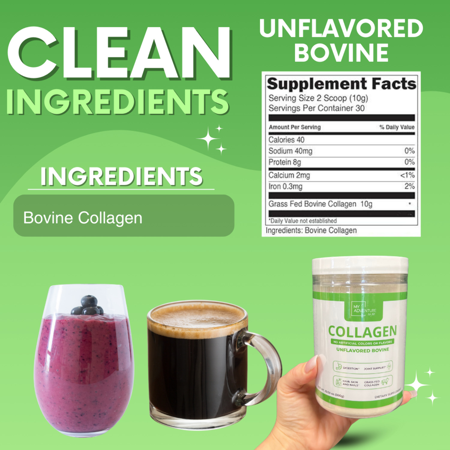 Collagen - Grass Fed Bovine | Unflavored Protein for Skin, Hair, Nails  Joints