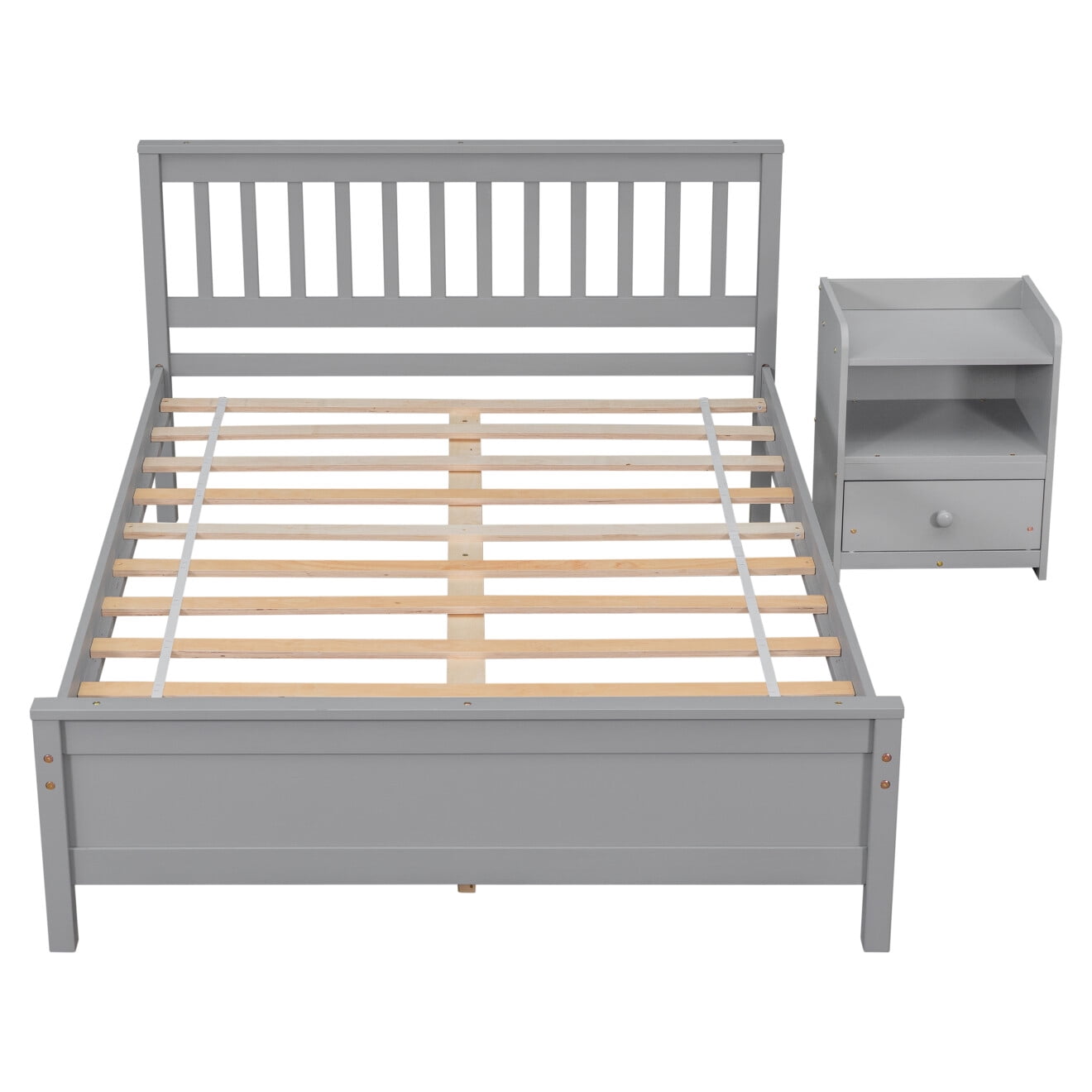 Triple Tree 2-Piece Modern Pine Full Bedroom Set, Gray