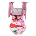 thumbnail image 5 of Jacenvly One Piece Swimsuits for Women Clearance Cozy Sleeveless Floral Boat Neck Surfing Swimwear Soft Ladies Fashion Retro Flower Print Fitting Bikini Women'S Piece Swimsuit Pink, 5 of 7