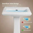 thumbnail image 3 of Los Flexi 26" x 20" Large Pedestal Sink, Glossy White Ceramic Pedestal Sink Combo with 3 Faucet Holes and Overflow, Fits 4" Faucets, 3 of 14