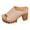 Beige, variant on Womens Platform Wedge Sandals Open Toe Leather Slip on Slides Chunky High Heels Dressy Casual Mules Comfortable Shoes Brown Size 9