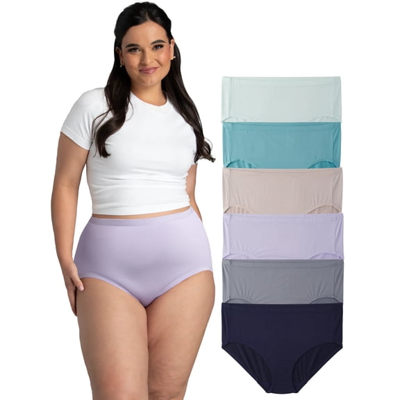 Fit for Me by Fruit of the Loom Women's Plus Size Cooling Breathable Brief Panties, Moisture-Wicking, Multipacks, Sizes 1X-5X
