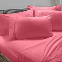 Clara Clark 6-Piece 1800 Thread Count Coral Pink Microfiber Bed Sheet Set, King – Deep Pocket