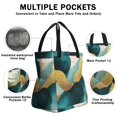 thumbnail image 3 of Teal Gold Marble Drawstring Lunch Bag Women - Drawstring Lunch Bag Insulated for Work Office - Stain-Resistant Large Lunchbags for Women with Multi-Pockets, 3 of 6