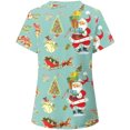 thumbnail image 3 of Pntutb Mujer Navidad Manga corta Cuello en V Uniforme de trabajo Estampado Ropa de trabajo Blusas Jersey Camisetas tops Pntutb Pntutb-6615, 3 of 4