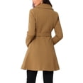 thumbnail image 3 of INSPIRE CHIC Abrigo Elegante para Mujer con Cuello Chal, Abrigo Largo con Cinturón de Invierno, M Marrón, 3 of 6