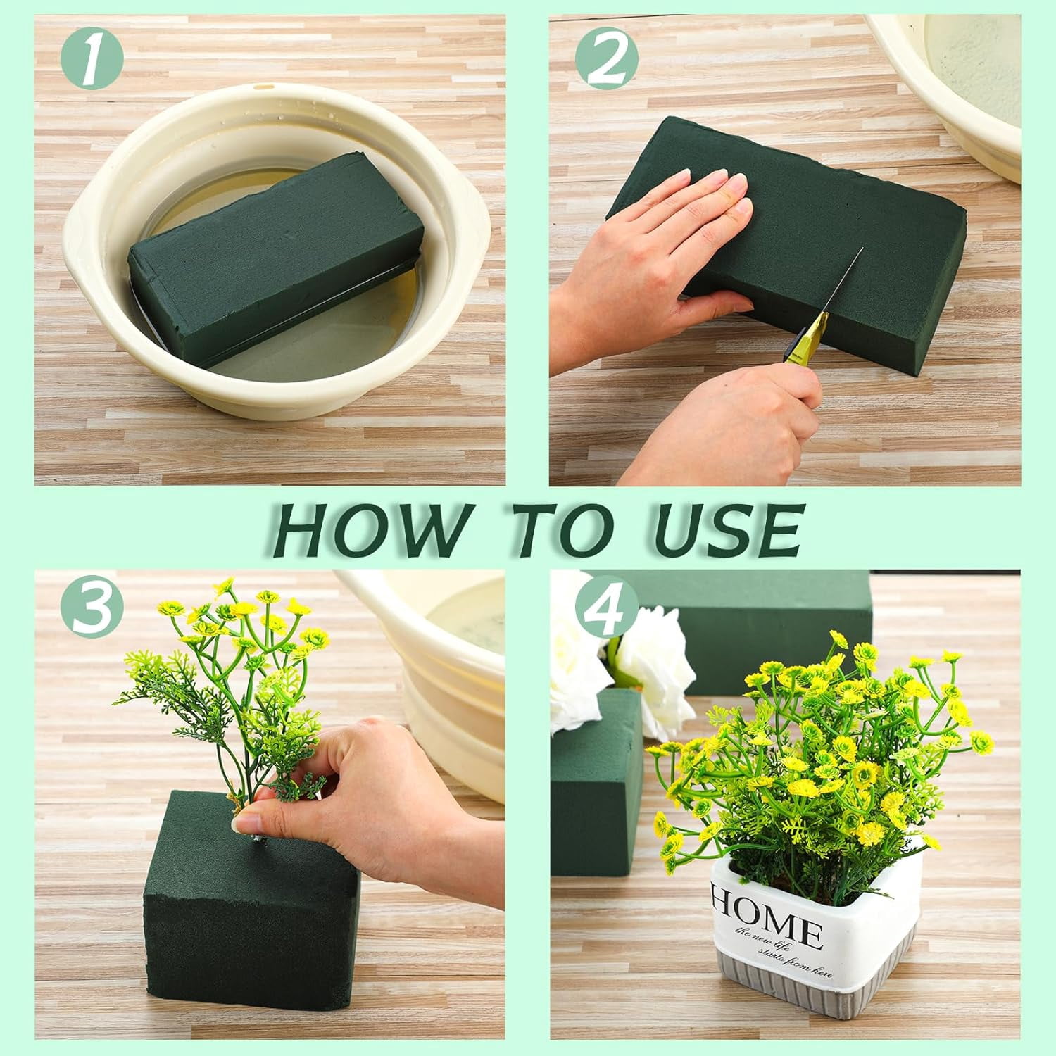 30 Pcs Floral Flower Foam Blocks Green Wet & Dry Plant Foam Brick for Fresh & Artificial Flower Arrangement Florist Supplies for DIY Arts Crafts Weddings Decorations(9 x 4 x 3 Inch)