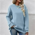 thumbnail image 2 of FAIWAD Women's Casual Round Neck Sweatshirts Plus Size Long Sleeve Solid Color Loose Pullovers Top, 2 of 4