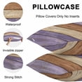 thumbnail image 5 of Throw Pillow Covers 16x16 Inch Set of 2, Farmhouse Purple Brown Waterproof Outdoor Pillow Covers, Vintage Wooden Striped Decorative Cushion Pillowcases for Couch, Sofa, Bed, Garden, Patio, 5 of 9