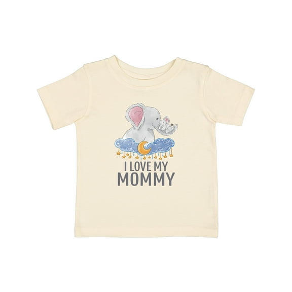 Inktastic I Love My Mommy Cute Elephants in Night Sky Boys or Girls Baby T-Shirt