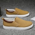thumbnail image 5 of Dakaela Mens Slip on Sneakers Canvas Casual Dressy Work Loafers Low Top Walking Flats Shoes Khaki 11, 5 of 8