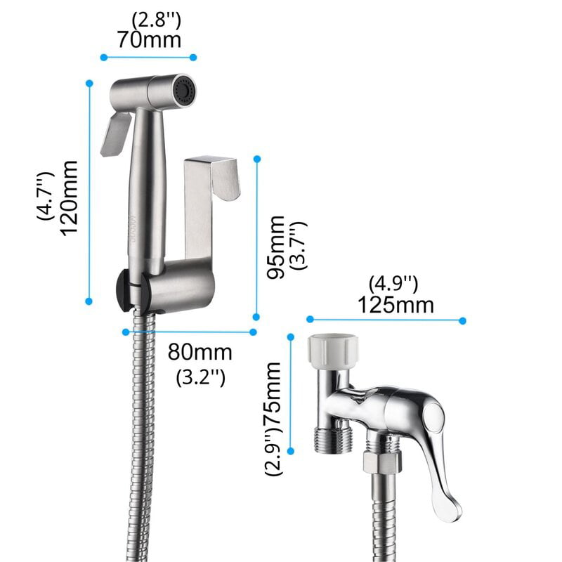 Bidet Attachment Accessory Kit,Stainless Steel Handheld Toilet Bidet Sprayer Set,Wall Mounted /Toilet Tank Mounted,Muslim Shower for Self Cleaning,Gold