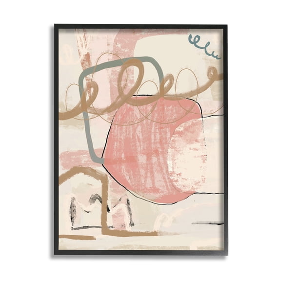 Stupell Industries Pink Squiggle Abstraction Abstract Painting Black Framed Art Print Wall Art, 11 x 14