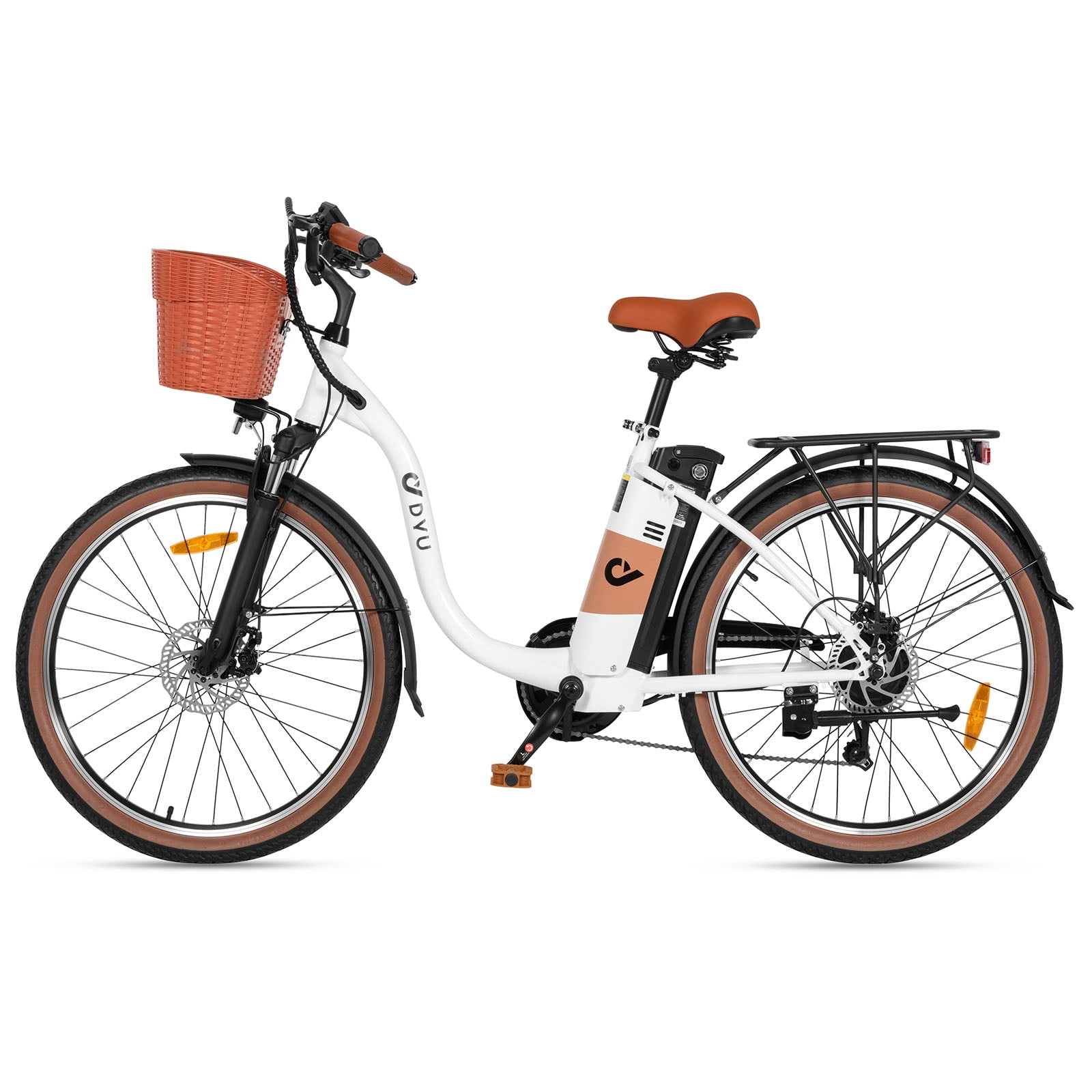 DYU 26" Commuter Electric Bike for Adults, Peak 500W 36V 15.6AH, Pedal-Assist, Shimano 7-Speed, Cruiser City E Bike UL2849