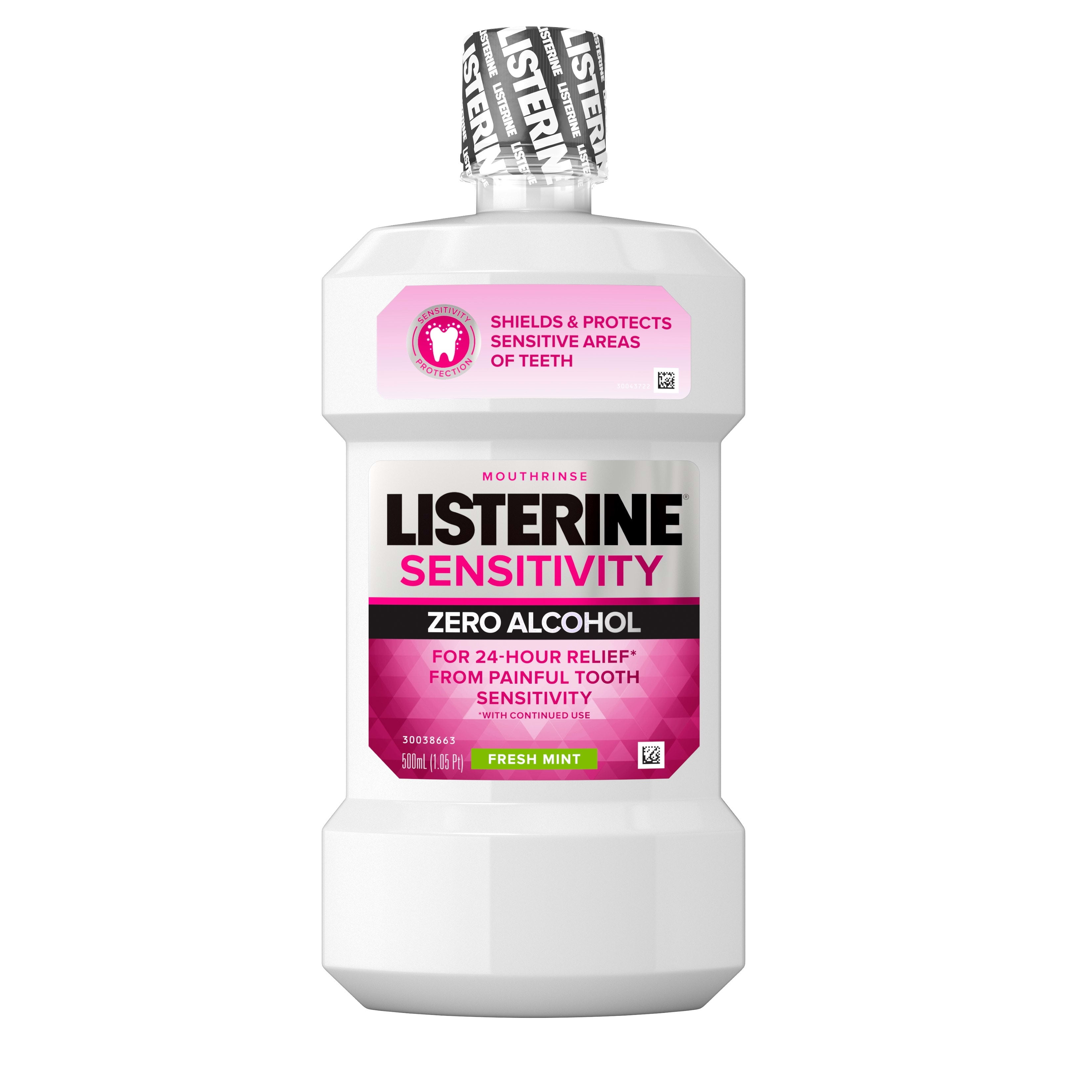 Listerine Sensitivity AlcoholFree Mouthwash in Fresh Mint, 500 mL