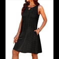 thumbnail image 3 of Vestidos de Verano para Mujer 2025, Informales, Sueltos, Sin Mangas, con Ojales, con Bolsillos, Negros, Talla S, 3 of 6