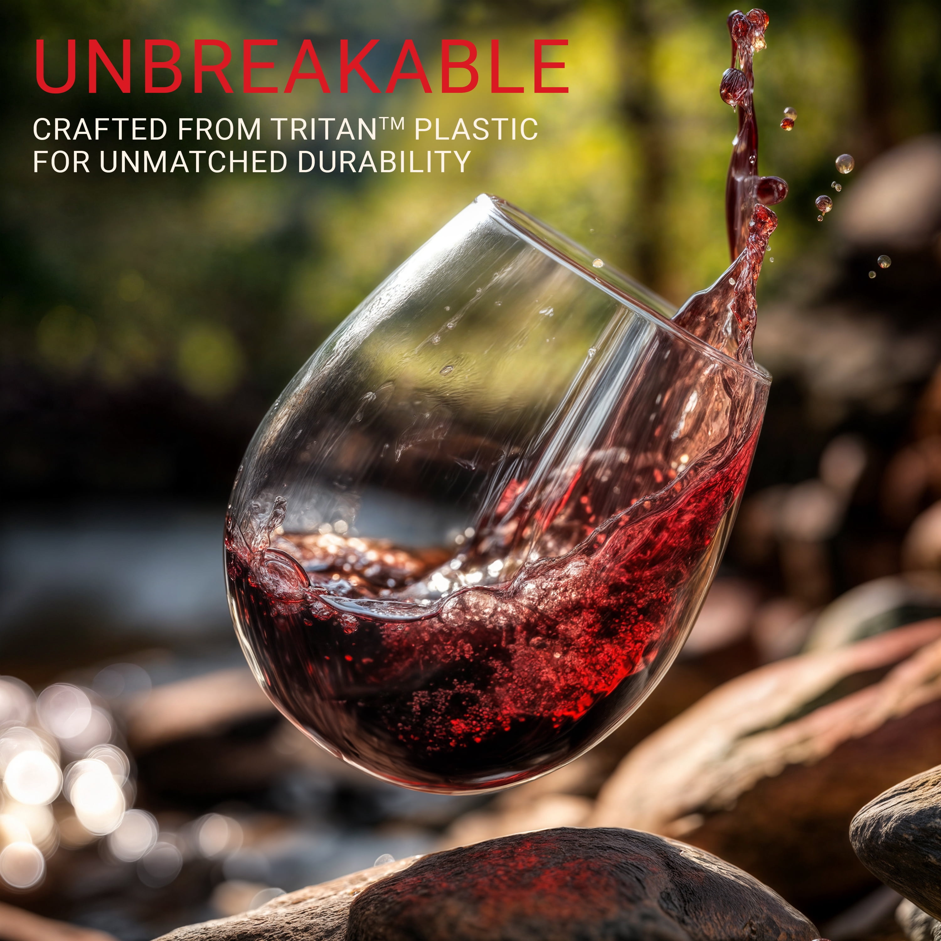Bravario Plastic Wine Glasses Glassware Set of 4, 16 oz Unbreakable Stemless BPA-Free Tritan