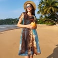 thumbnail image 4 of Picia Cartoon Cloud Puppy Pattern Women's Short Sleeve Summer Dress Pleated Loose Swing Knee Length Short Sleeve Swing Dresses, 4 of 6