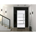 thumbnail image 3 of Front Exterior Prehung Steel Door / Deux 1105 Black Enamel / 2 Side and Top Exterior Window Sidelite / Stainless Inserts Entry Metal Modern Painted W16+36+16" x H80+16" Right hand Inswing, 3 of 5