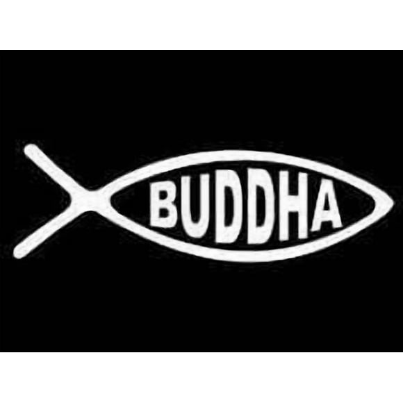 Chase Grace Studio Buddha Jesus Fish Buddhism Meditation Vinyl Decal Sticker|White|Cars Trucks Vans SUV Laptops Wall Art|5.75" X 2.25"|CGS397
