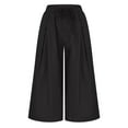 thumbnail image 5 of Capri Pants for Women, Xunlbb Women's Oversized Casual Pants Solid Color Wide Leg Pants High Waisted Drawstring Pants Cropped Pants(Black,S), 5 of 6
