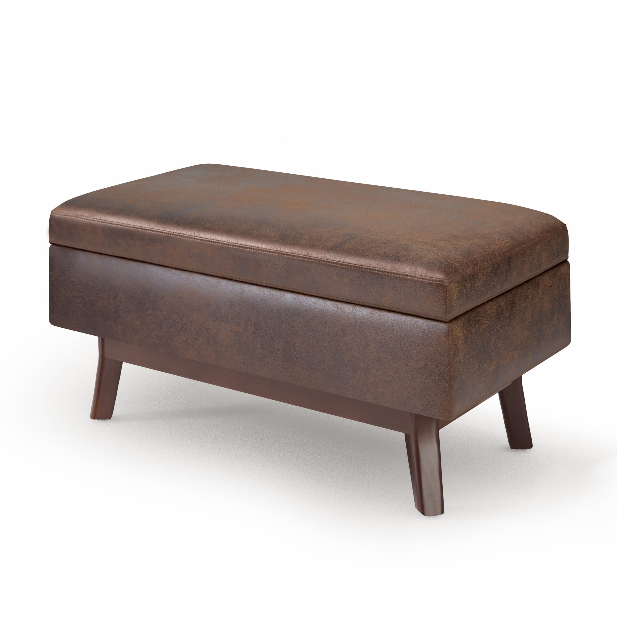 Chestnut /dark brown Fabric Footstool storage box/ottoman Large 