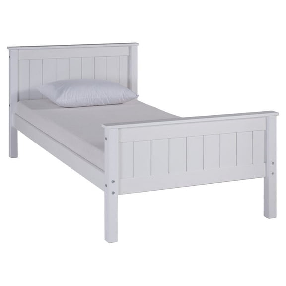 Alaterre Furniture Harmony Wood Twin Bed Frame with Headboard and Footboard (White)